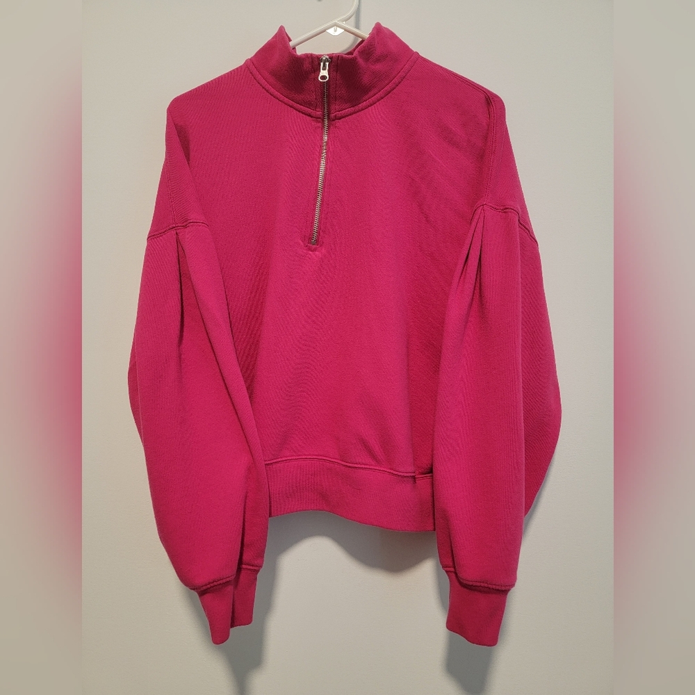 Women's Hot Pink Half-Zip Pullover - Large
